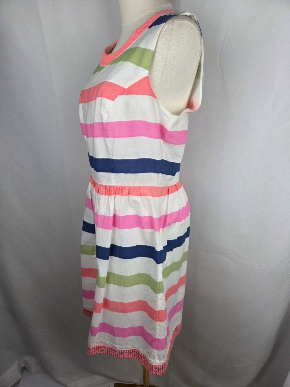 Vineyard Vines Stripe Cutout Back Dress Sz 10 Fit Flare Sleeveless Resortwear‎ - Picture 4 of 11